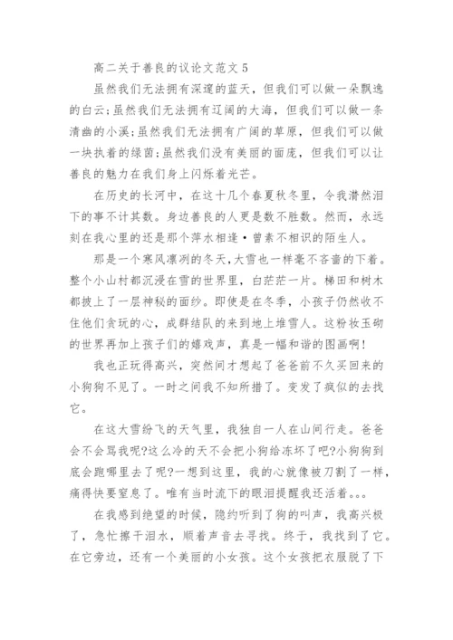 高二关于善良的议论文范文8篇精编.docx