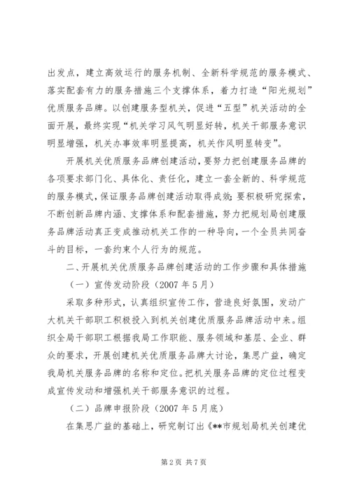 市规划局创优质服务品牌活动实施方案 (5).docx