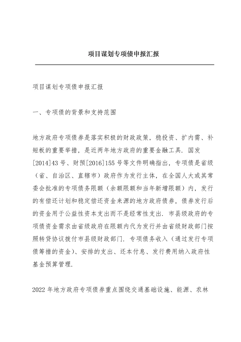 项目谋划专项债申报汇报.docx