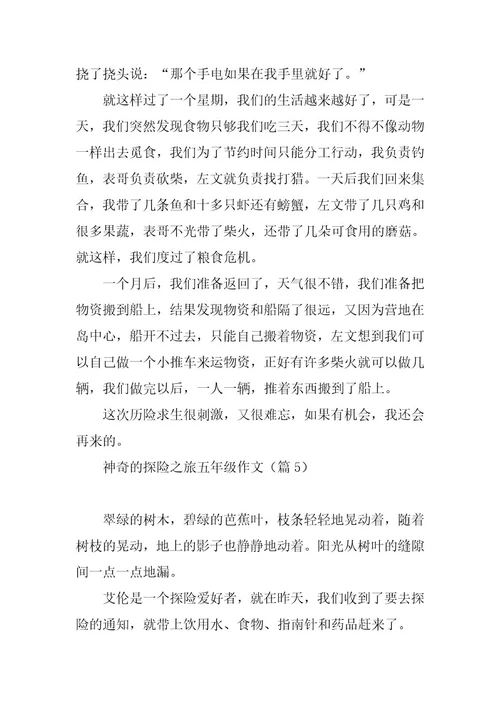 2023年神奇的探险之旅五年级作文