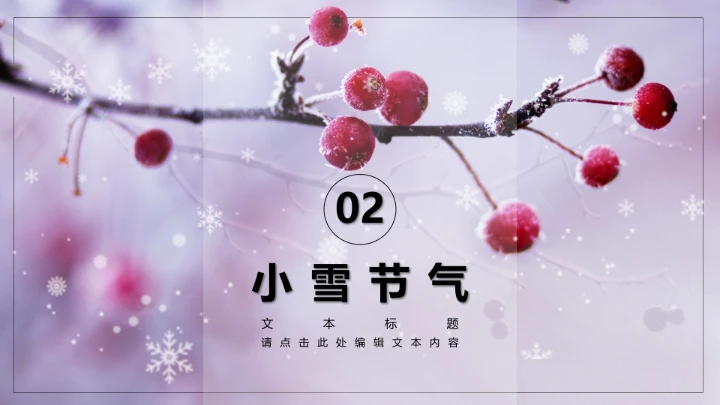唯美简约小雪节气雪景二十四节气介绍PPT模板