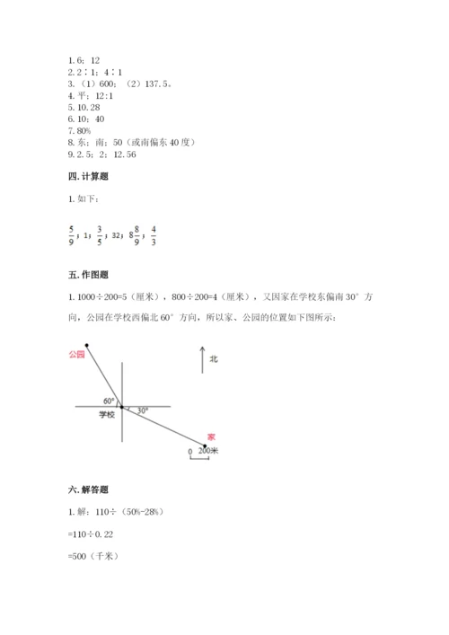 小学六年级上册数学期末测试卷带答案（突破训练）.docx