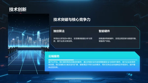 蓝色科技风商业计划书项目介绍PPT模板