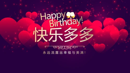 高端紫色生日快乐电子相册PPT