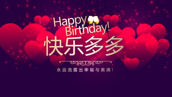 高端紫色生日快乐电子相册PPT