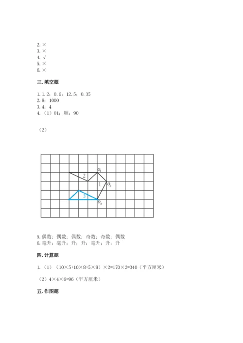 人教版五年级下册数学期末考试试卷含答案【模拟题】.docx