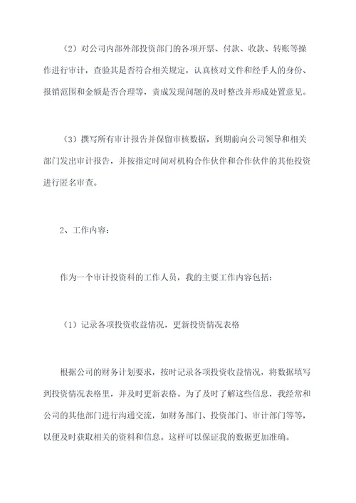 审计投资科半年工作总结