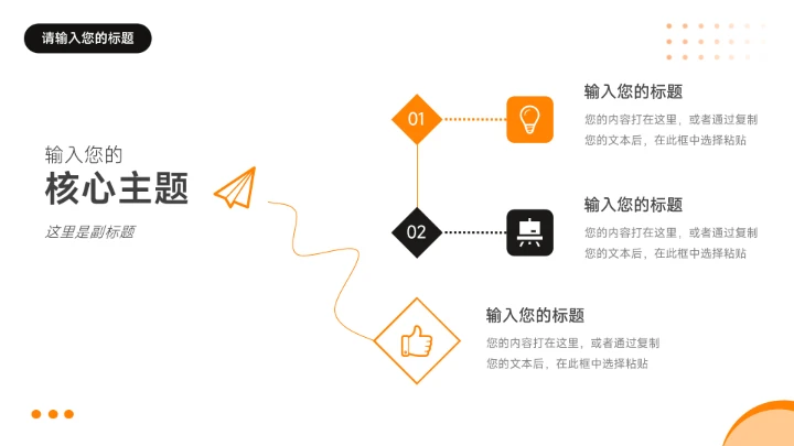 橙色极简留白主题工作汇报PPT模板