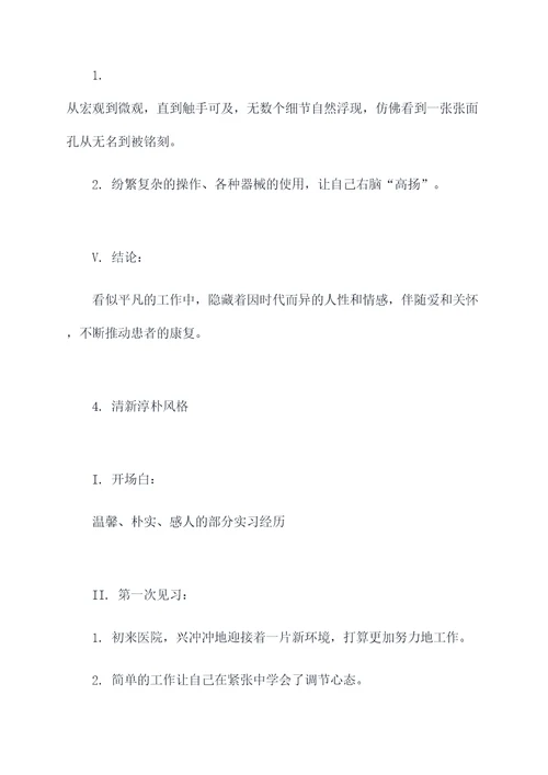 医院见习实践的提纲