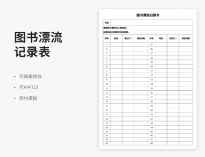 图书漂流记录卡