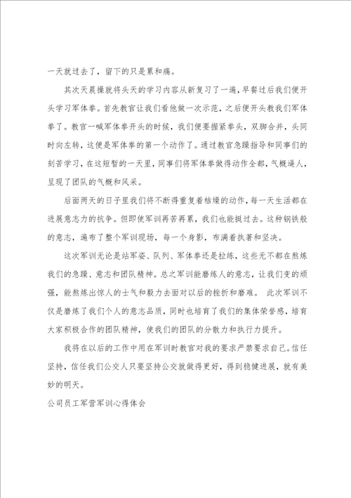 公司员工军训感悟心得体会样本