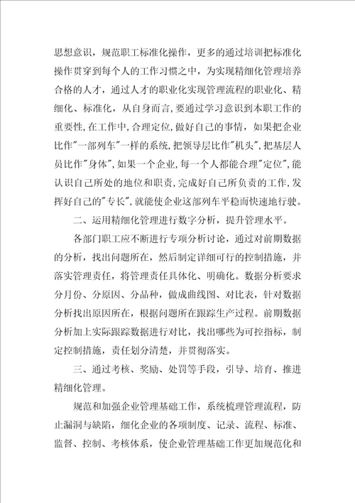 精细化管理心得体会