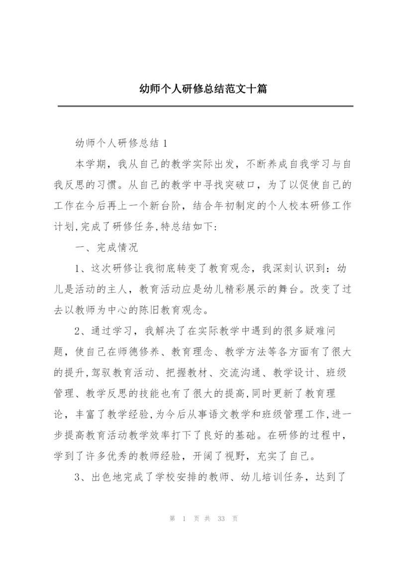 幼师个人研修总结范文十篇.docx