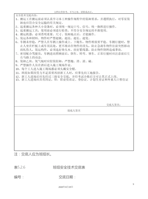 班组安全技术交底表.docx