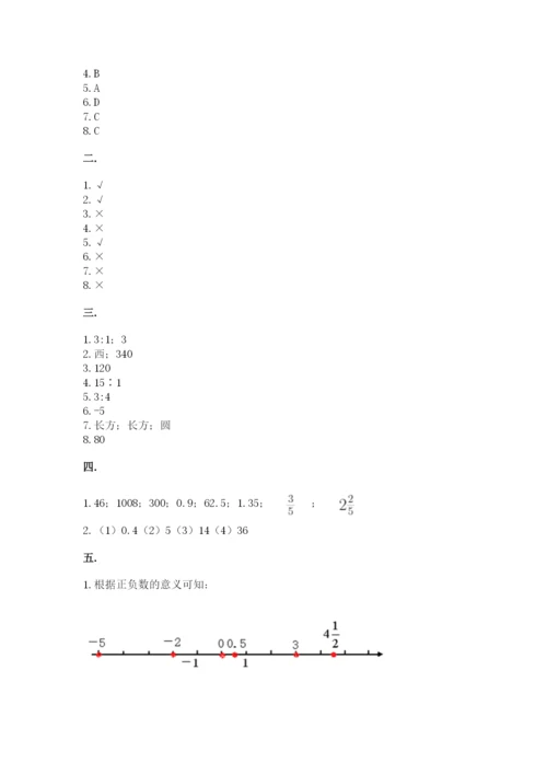 人教版六年级数学下学期期末测试题及答案（精品）.docx