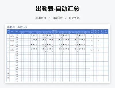 出勤表-自动汇总