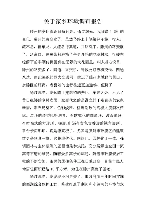 关于家乡环境调查报告