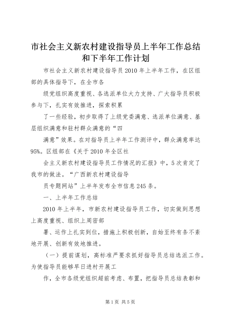 市社会主义新农村建设指导员上半年工作总结和下半年工作计划.docx