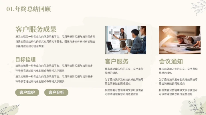 大气文艺绿植年终总结汇报模板