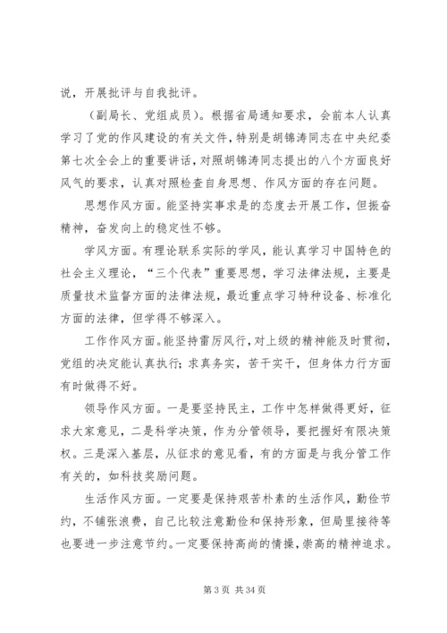 第一篇：质监局党组作风建设专题民主生活会记录.docx