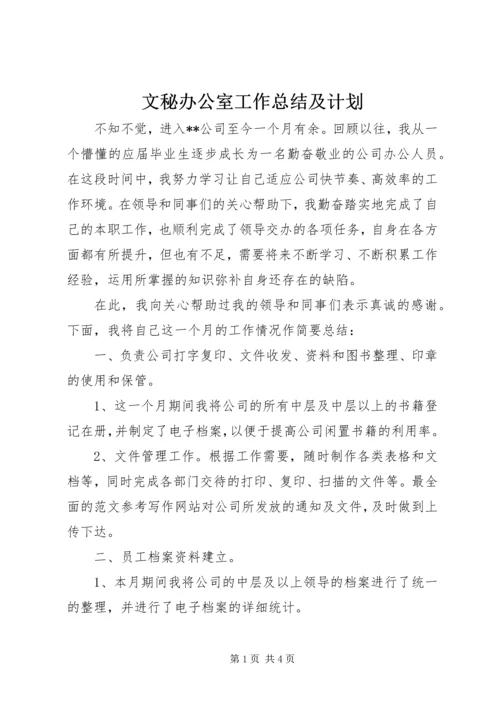 文秘办公室工作总结及计划.docx