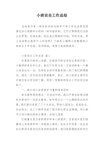 小班安全工作总结.docx