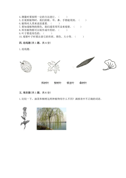 教科版一年级上册科学期末测试卷及参考答案（达标题）.docx