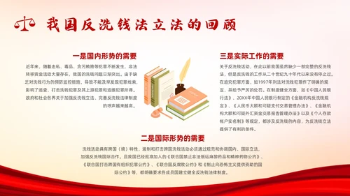 红色插画风反洗钱法课件