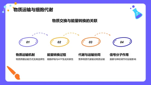 紫色插画风高中生物课程教学课件PPT模板