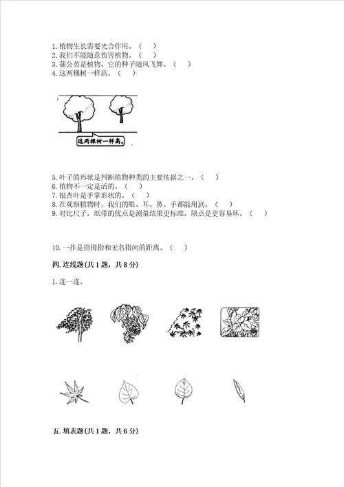 教科版科学一年级上册期末测试卷含答案综合卷