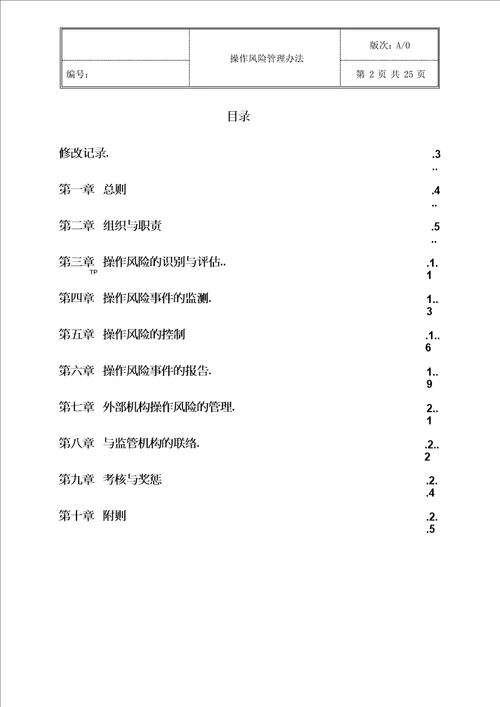 XX行操作风险管理办法