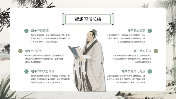 水墨中国风端午安康诗词会通用PPT模板