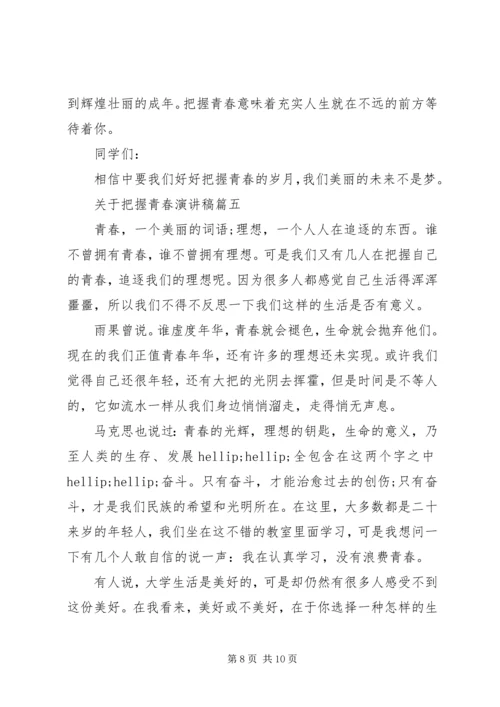 关于把握青春演讲稿精选.docx