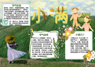 绿色清新二十四节气小满word小报
