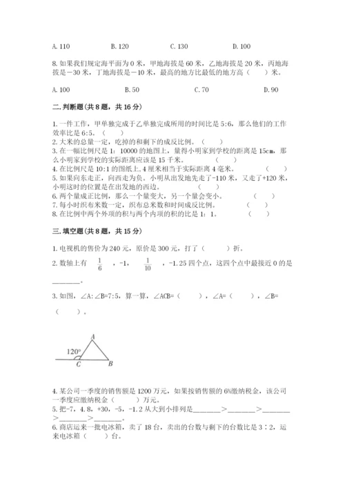 冀教版六年级下册数学 期末检测卷精品加答案.docx