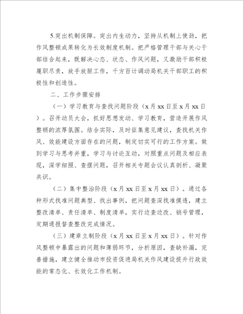 投资促进局集中整顿作风提升行政效能专项活动工作方案