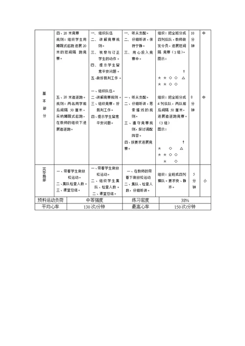 初中体育 蹲踞式起跑教案