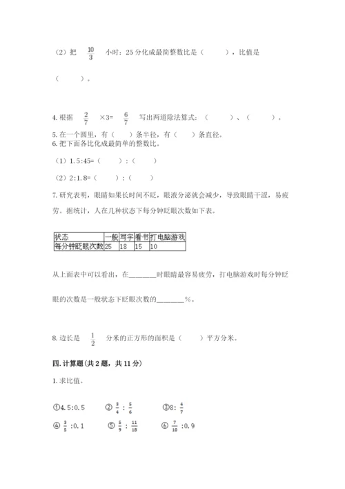人教版六年级上册数学期末测试卷附答案（突破训练）.docx