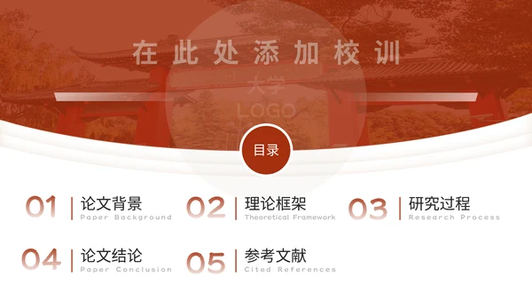 红色系学术答辩通用PPT模板