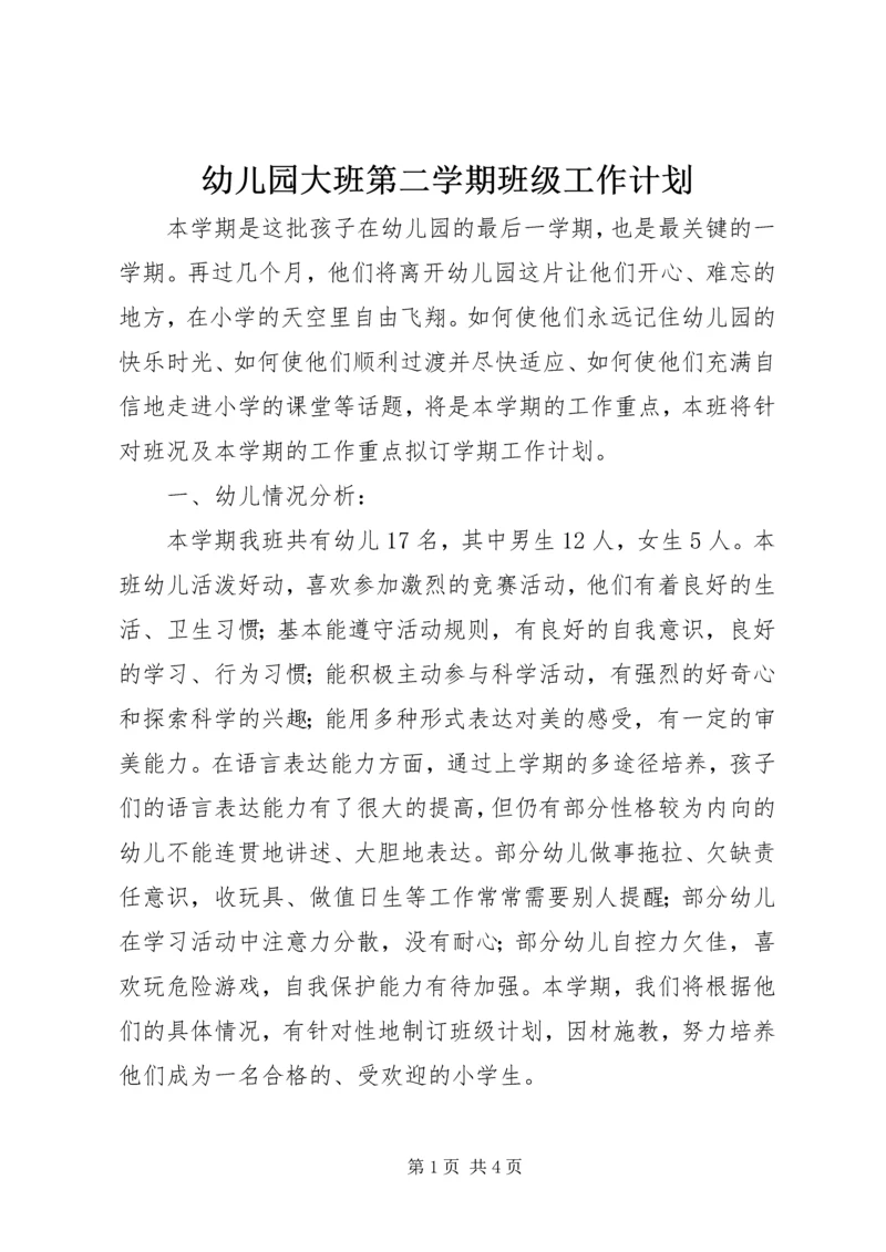 幼儿园大班第二学期班级工作计划.docx