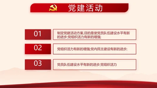 红色党政党建2021党支部年终工作总结PPT