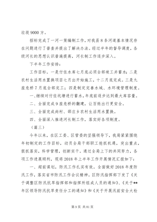 水务局XX年上半年工作总结和下半年工作安排精选十篇.docx