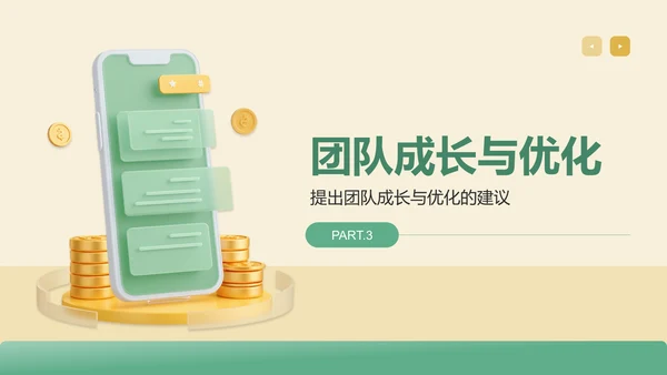绿色3D风业务复盘报告PPT模板