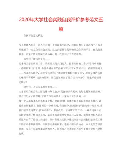 精编年大学社会实践自我评价参考范文五篇.docx