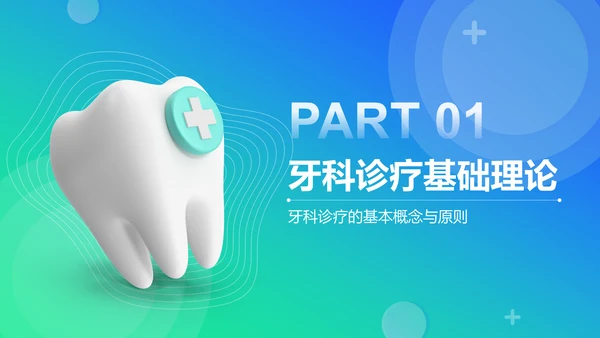 蓝色3D风牙科诊疗技术与病例分析PPT模板