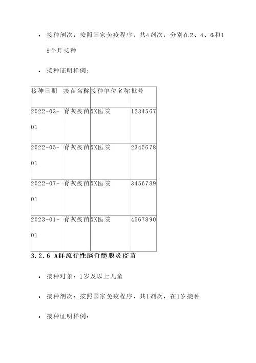 幼儿园新生入学接种证方案