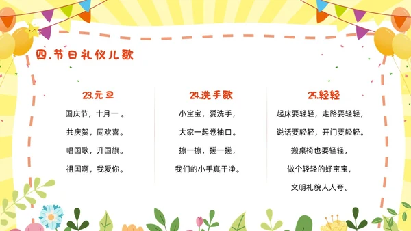 黄色幼儿园主题班会卡通创意礼仪教育儿童教育模板文明礼仪