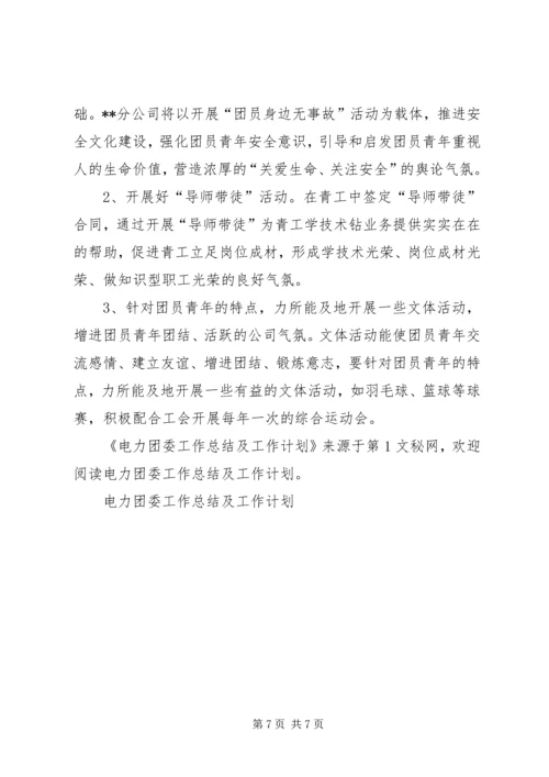 电力团委工作总结及工作计划 (6).docx