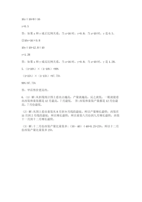 人教版六年级数学小升初试卷附答案【模拟题】.docx