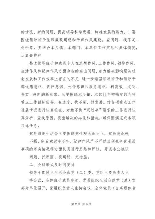 关于召开领导班子专题生活会和党员专题组织生活会的请示10.docx